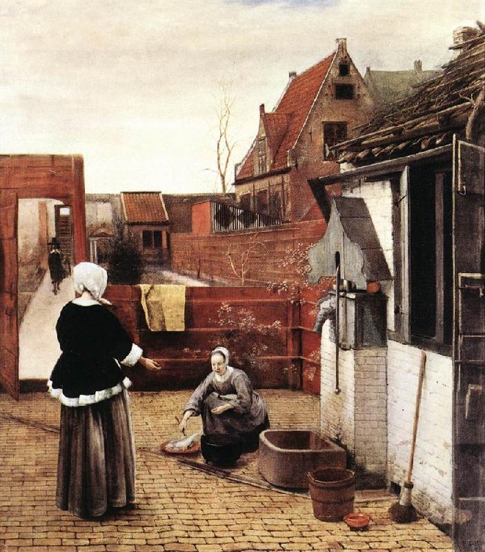 HOOCH, Pieter de Woman and Maid in a Courtyard st oil painting picture